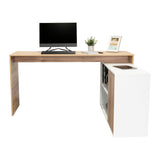 Escritorio en L Axis Duna y Blanco 151.5x76.5cm sin Cajones y con Organizador de Libros - Escritorios y Archivadores | Bylmo