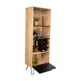 Bar Audra Duna y Wengue 59.7x180cm con Cuatro Compartimientos con Seis Portacopas y con Seis Portabotellas - Bares | Bylmo