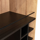 Bar Audra Duna y Wengue 59.7x180cm con Cuatro Compartimientos con Seis Portacopas y con Seis Portabotellas - Bares | Bylmo