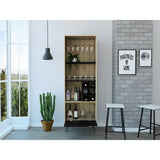 Bar Audra Duna y Wengue 59.7x180cm con Cuatro Compartimientos con Seis Portacopas y con Seis Portabotellas - Bares | Bylmo