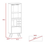 Bar Audra Duna y Wengue 59.7x180cm con Cuatro Compartimientos con Seis Portacopas y con Seis Portabotellas - Bares | Bylmo