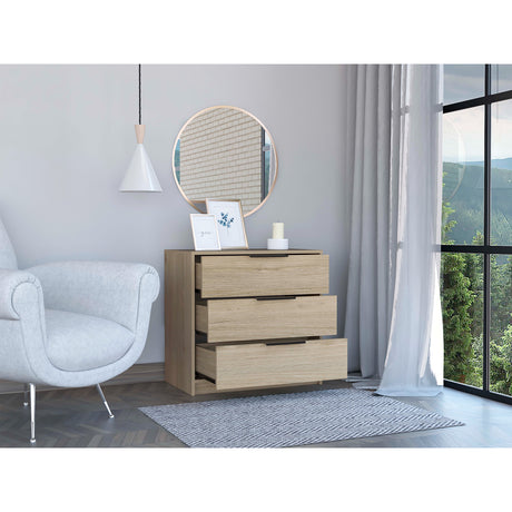 Cómoda Kaia Rovere y Blanco 70x68.7cm De Tres Hileras con Tres Cajones - Cajoneras | Bylmo