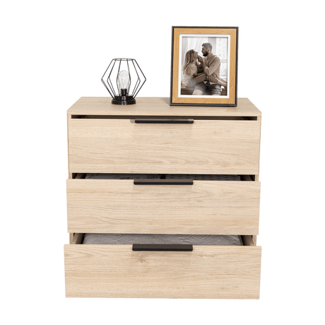 Cómoda Kaia Rovere y Blanco 70x68.7cm De Tres Hileras con Tres Cajones - Cajoneras | Bylmo