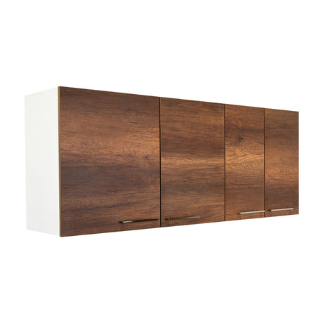 Mueble Superior de Cocina Blanco y Caramelo 150x60cm con Un Entrepaño y con Cuatro Puertas - Cocinas | Bylmo