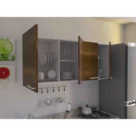 Mueble Superior de Cocina Blanco y Caramelo 150x60cm con Un Entrepaño y con Cuatro Puertas - Cocinas | Bylmo