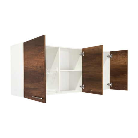 Mueble Superior de Cocina Blanco y Caramelo 150x60cm con Un Entrepaño y con Cuatro Puertas - Cocinas | Bylmo