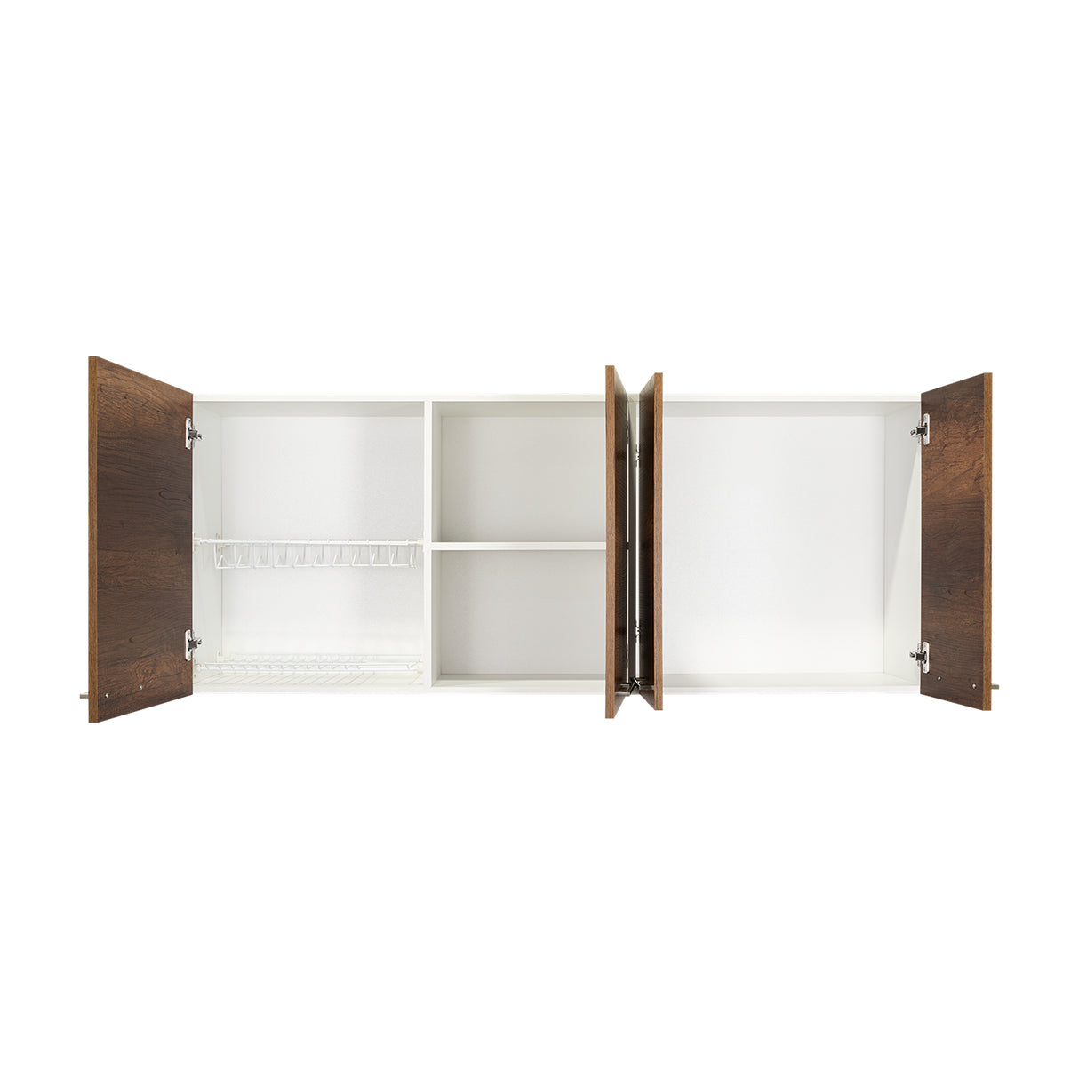 Mueble Superior de Cocina Blanco y Caramelo 150x60cm con Un Entrepaño y con Cuatro Puertas - Cocinas | Bylmo