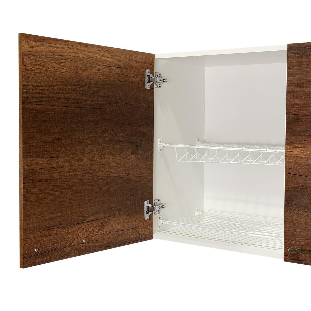 Mueble Superior de Cocina Blanco y Caramelo 150x60cm con Un Entrepaño y con Cuatro Puertas - Cocinas | Bylmo