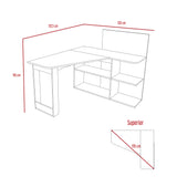 Escritorio en L Masai Taupe y Duna 131.5x110.6cm sin Cajones y con Organizador de Libros - Escritorios y Archivadores | Bylmo