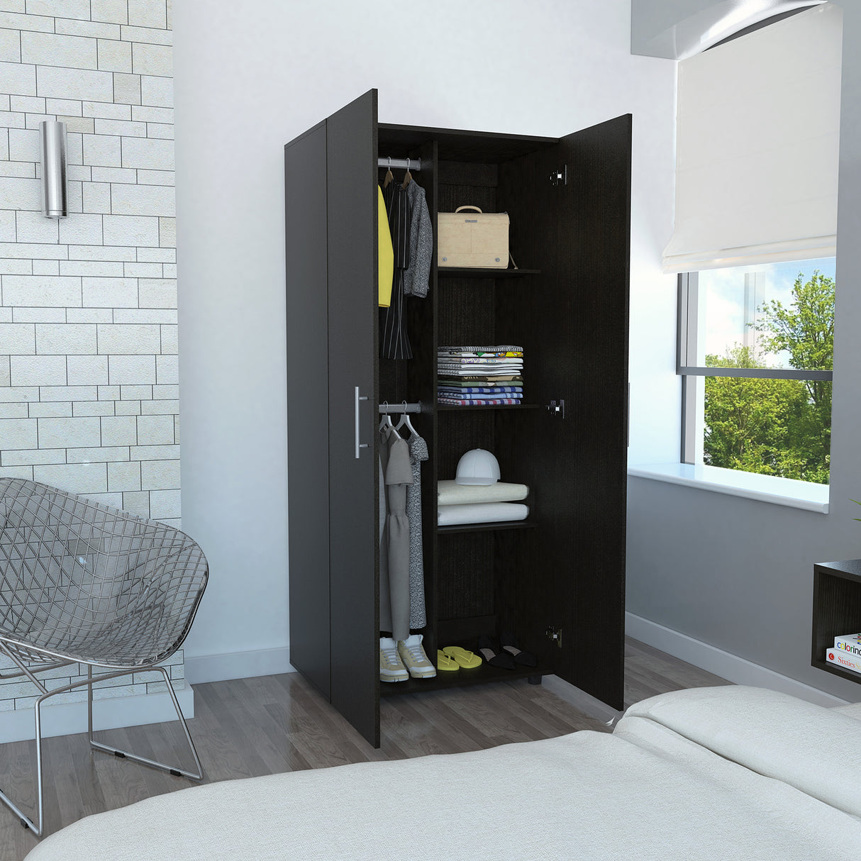 Closet Tera Wengue 80x180cm sin Cajones con 3 Entrepaños - Closets | Bylmo