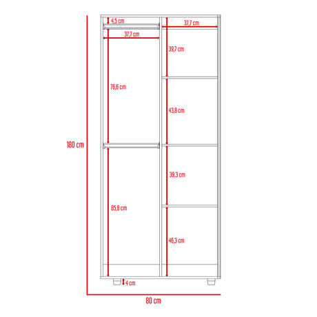 Closet Tera Wengue 80x180cm sin Cajones con 3 Entrepaños