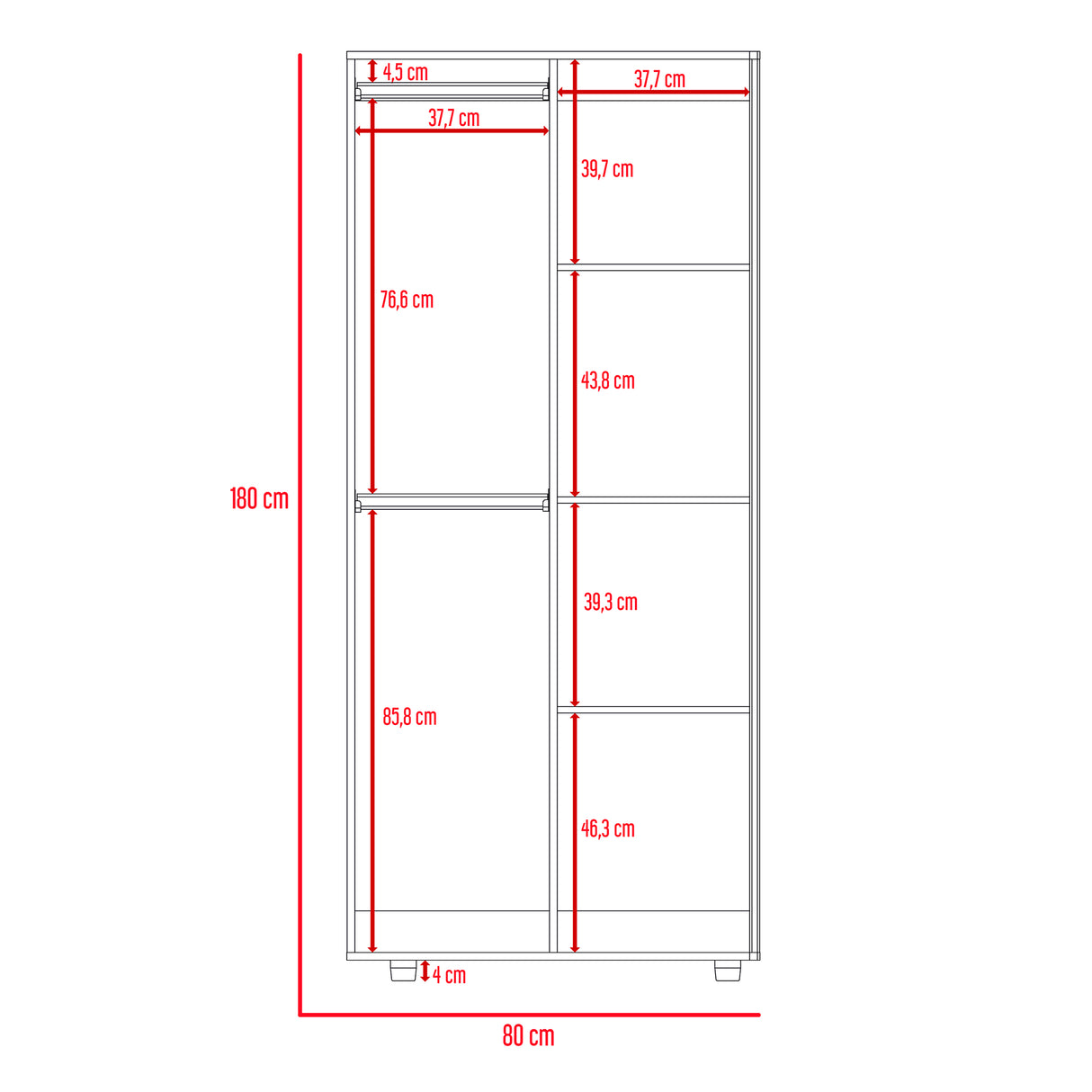 Closet Tera Wengue 80x180cm sin Cajones con 3 Entrepaños - Closets | Bylmo
