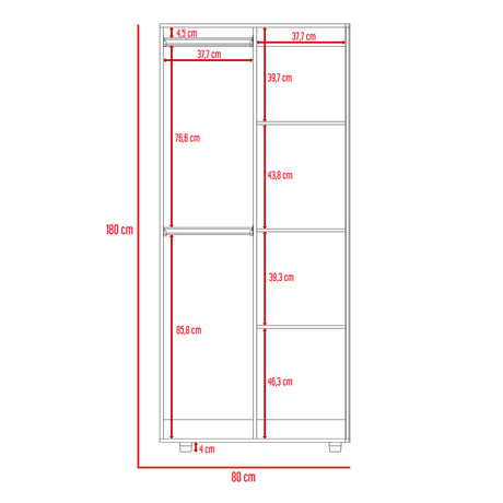 Closet Tera Wengue 80x180cm sin Cajones con 3 Entrepaños - Closets | Bylmo