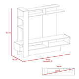 Centro de Entretenimiento Flamencp Habano y Plomo 180x152.2cm para TV Hasta 55 Pulgadas y con Cuatro Compartimientos - Muebles para TV | Bylmo