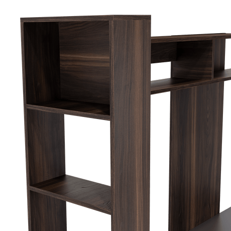 Centro de Entretenimiento Flamencp Habano y Plomo 180x152.2cm para TV Hasta 55 Pulgadas y con Cuatro Compartimientos - Muebles para TV | Bylmo