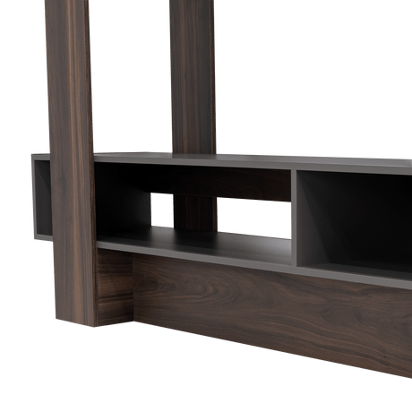 Centro de Entretenimiento Flamencp Habano y Plomo 180x152.2cm para TV Hasta 55 Pulgadas y con Cuatro Compartimientos - Muebles para TV | Bylmo