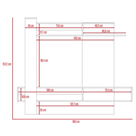 Centro de Entretenimiento Flamencp Habano y Plomo 180x152.2cm para TV Hasta 55 Pulgadas y con Cuatro Compartimientos - Muebles para TV | Bylmo