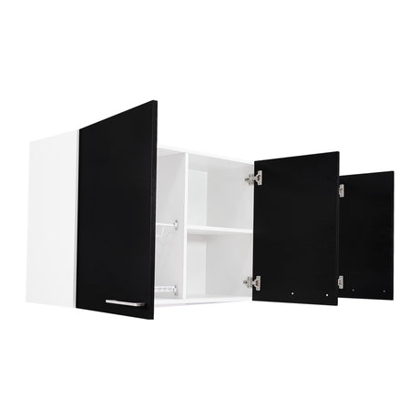 Mueble Superior de Cocina Blanco y Wengue 150x60cm con Un Entrepaño y con Cuatro Puertas - Cocinas | Bylmo