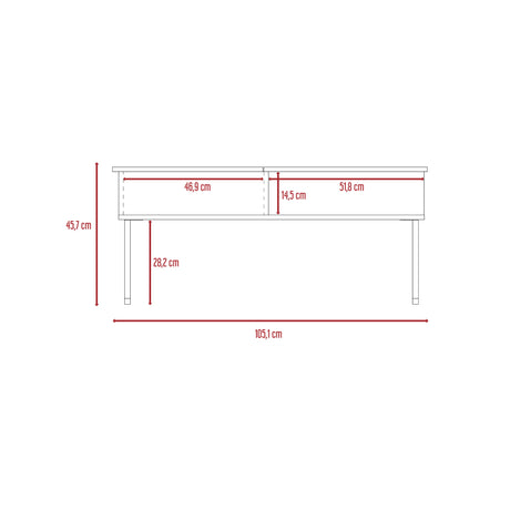 Mesa de Centro 5G rovere y Wengue 105.1x45.7cm Rectangular Extensible con Compartimiento - MESAS DE CENTRO | Bylmo