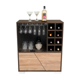 Bar Fraktal Habano y Miel 94.9x78.8cm con Dos Compartimientos con Seis Portacopas y con Ocho Portabotellas - Bares | Bylmo