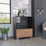 Bar Fraktal Habano y Miel 94.9x78.8cm con Dos Compartimientos con Seis Portacopas y con Ocho Portabotellas - Bares | Bylmo