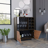 Bar Fraktal Habano y Miel 94.9x78.8cm con Dos Compartimientos con Seis Portacopas y con Ocho Portabotellas - Bares | Bylmo