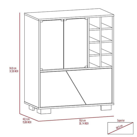 Bar Fraktal Habano y Miel 94.9x78.8cm con Dos Compartimientos con Seis Portacopas y con Ocho Portabotellas - Bares | Bylmo