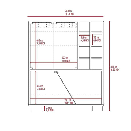 Bar Fraktal Habano y Miel 94.9x78.8cm con Dos Compartimientos con Seis Portacopas y con Ocho Portabotellas - Bares | Bylmo