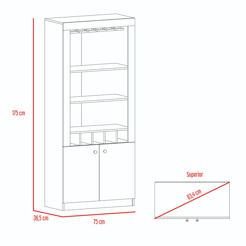 Bar Bellagio Wengue 75 cm con Dos Puertas