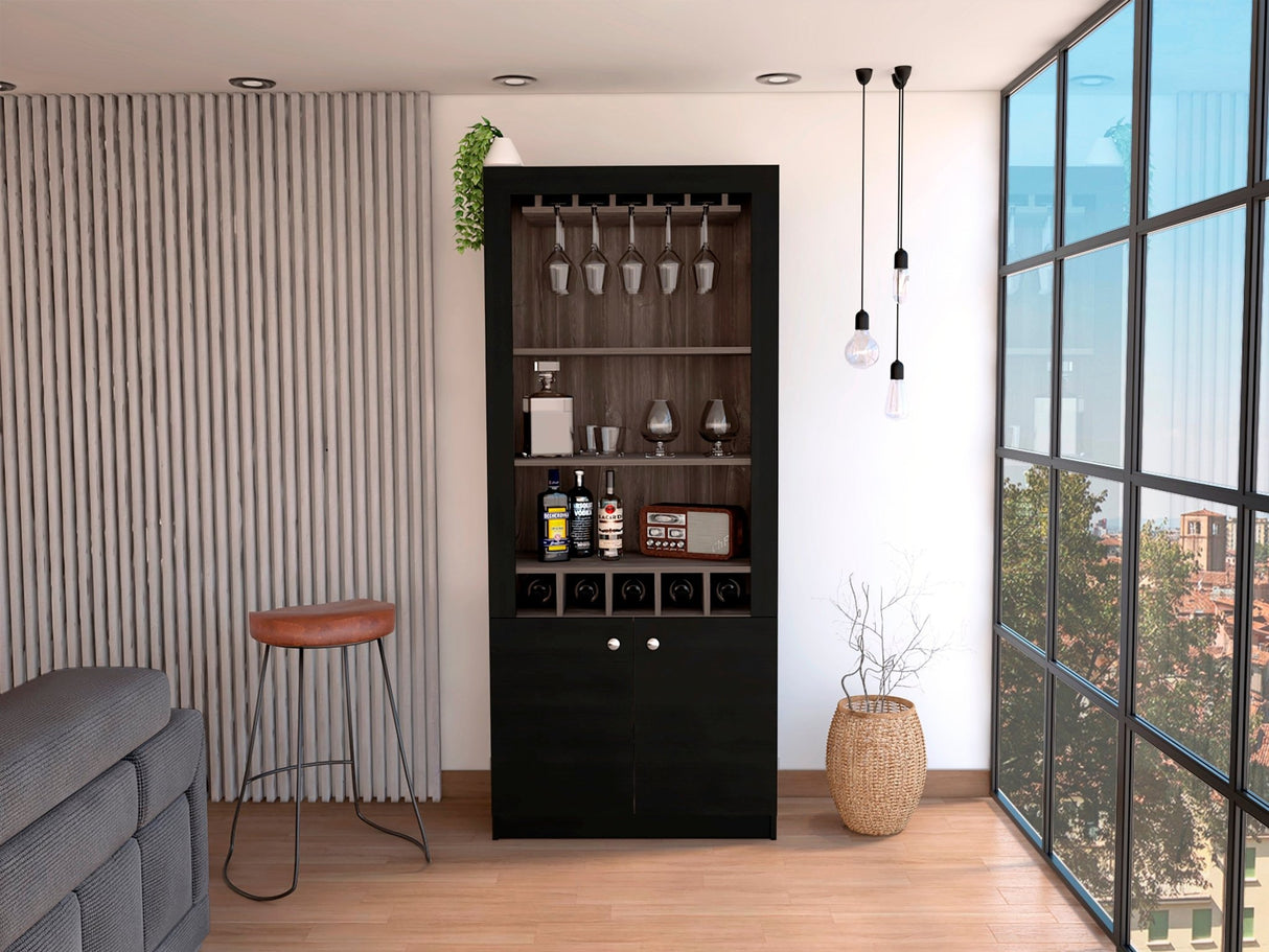 Bar Bellagio Wengue 75x175cm con Un Cajón y con Cinco Portabotellas - Bares | Bylmo