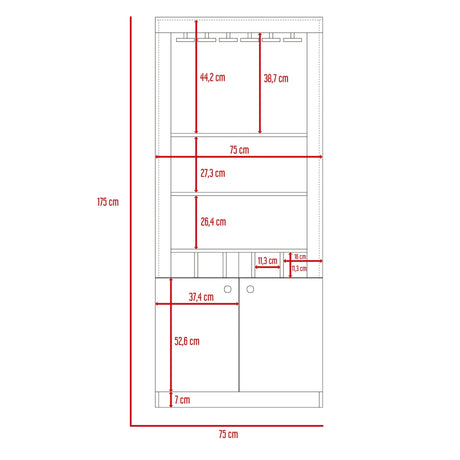 Bar Bellagio Wengue 75x175cm con Un Cajón y con Cinco Portabotellas - Bares | Bylmo