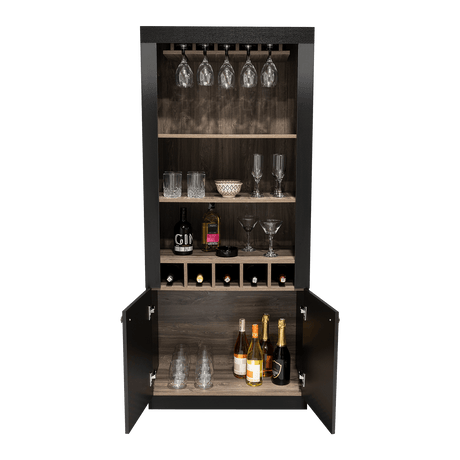 Bar Bellagio Wengue 75x175cm con Un Cajón y con Cinco Portabotellas - Bares | Bylmo