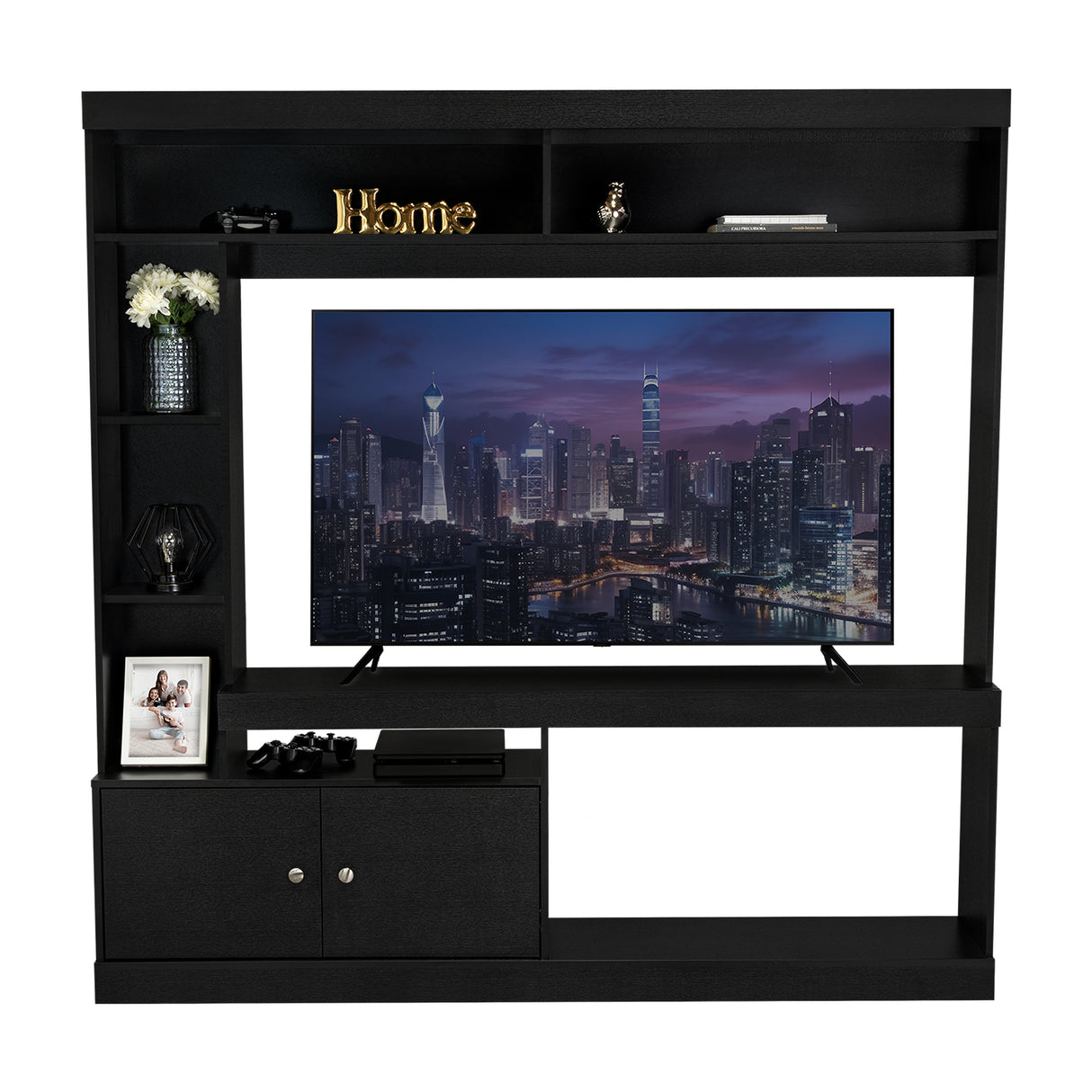 Centro de Entretenimiento Dante Wengue 180x170.6cm Para TV Hasta 45 Pulgadas con Un Cajón - Muebles para TV | Bylmo