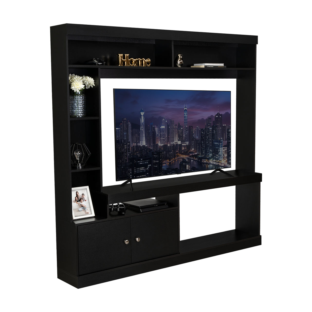 Centro de Entretenimiento Dante Wengue 180x170.6cm Para TV Hasta 45 Pulgadas con Un Cajón - Muebles para TV | Bylmo