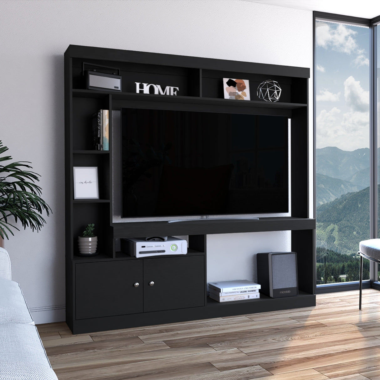 Centro de Entretenimiento Dante Wengue 180x170.6cm Para TV Hasta 45 Pulgadas con Un Cajón - Muebles para TV | Bylmo