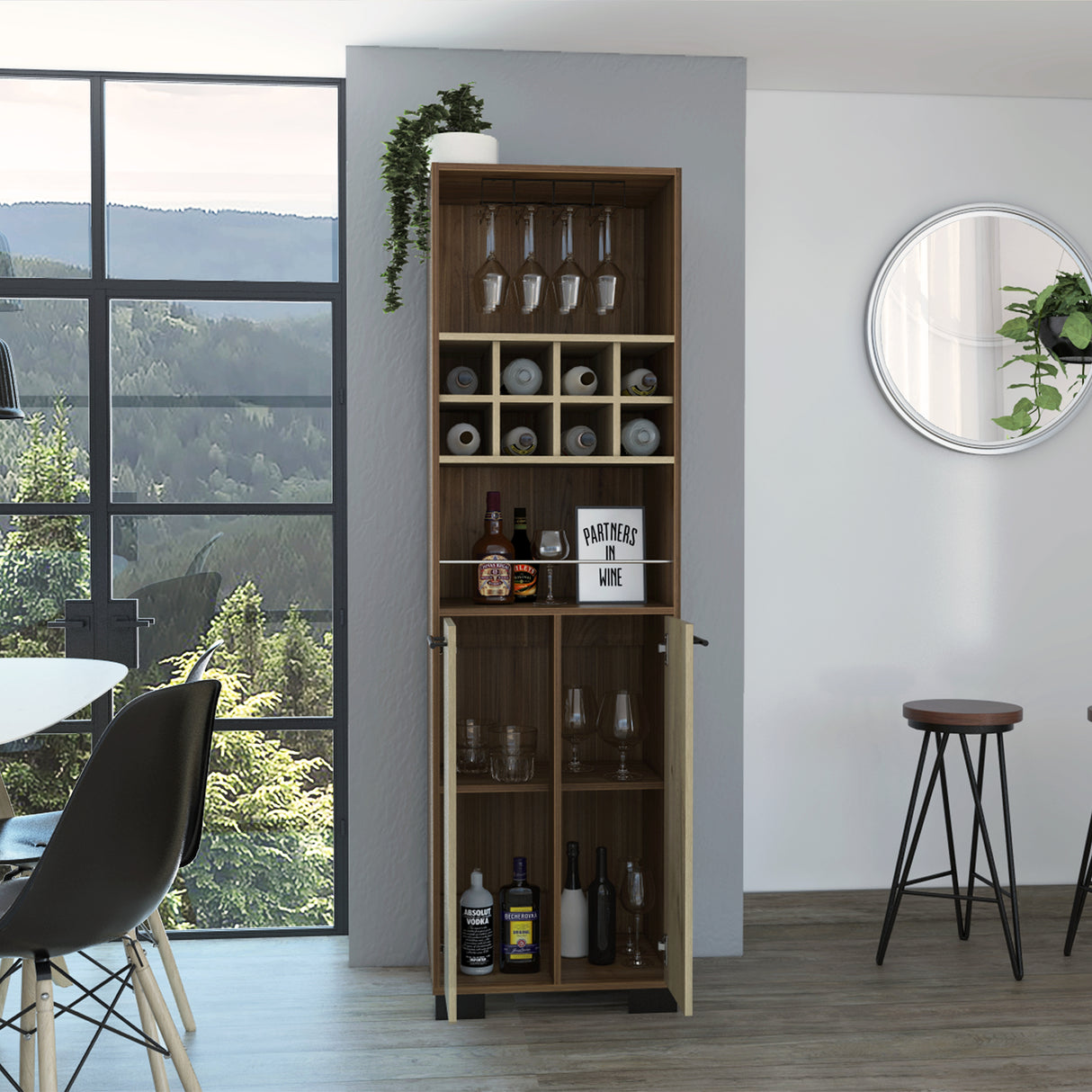 Bar Marsella Gales 52.9x179.8cm con Un Cajón y con Ocho Portabotellas - Bares | Bylmo