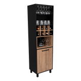 Bar Kaia Wengue y Miel 53x180cm con Un Cajón y con Ocho Portabotellas - Bares | Bylmo