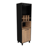 Bar Kaia Wengue y Miel 53x180cm con Un Cajón y con Ocho Portabotellas - Bares | Bylmo