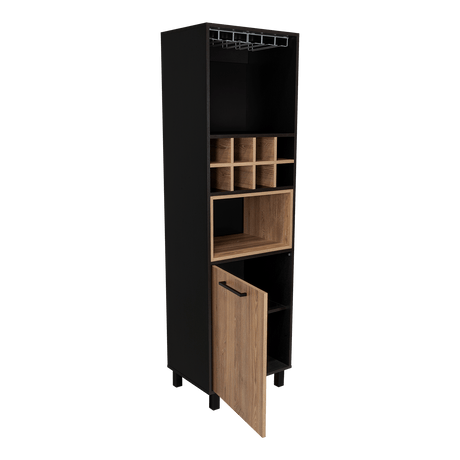 Bar Kaia Wengue y Miel 53x180cm con Un Cajón y con Ocho Portabotellas - Bares | Bylmo