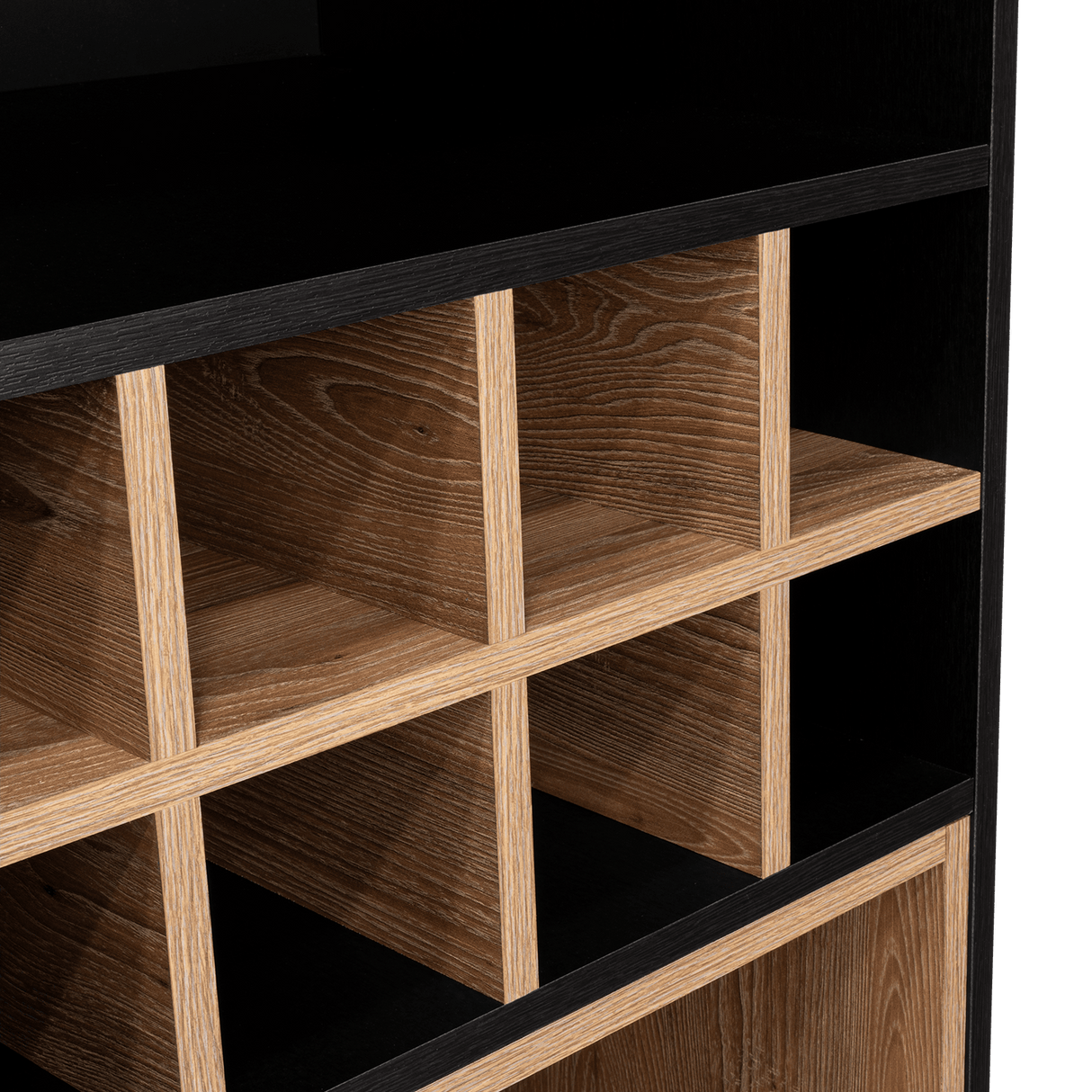 Bar Kaia Wengue y Miel 53x180cm con Un Cajón y con Ocho Portabotellas - Bares | Bylmo