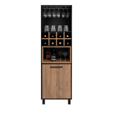 Bar Kaia Wengue y Miel 53x180cm con Un Cajón y con Ocho Portabotellas - Bares | Bylmo