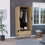 Closet Augusta Duna y Wengue 76.4x188cm con 1 Cajón y con Colgadero de Ropa - Closets | Bylmo