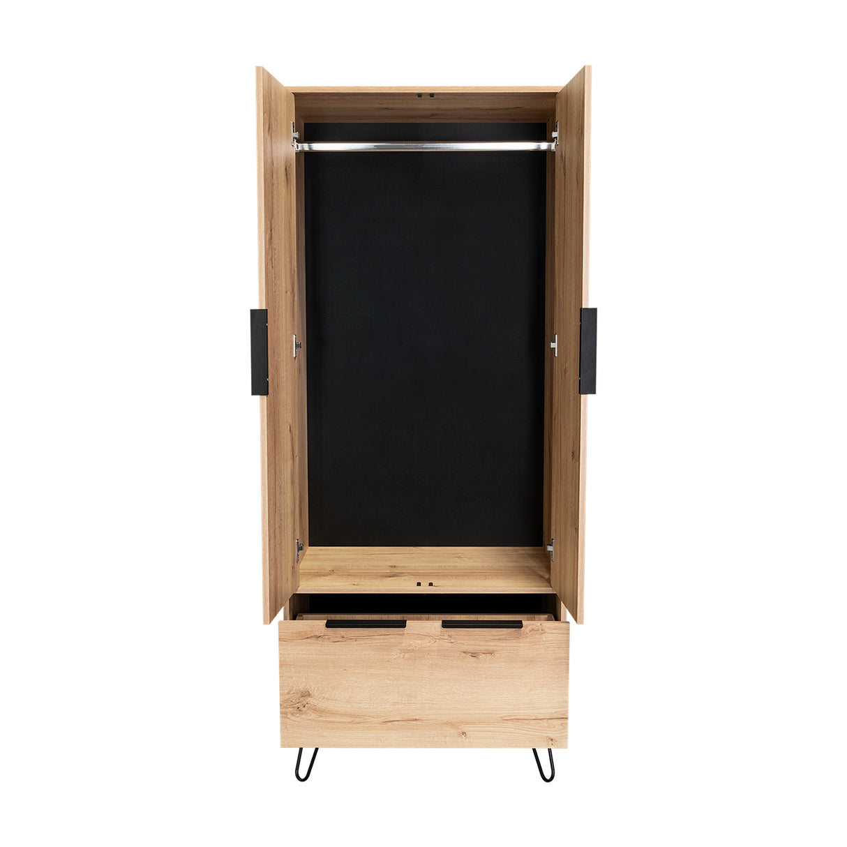 Closet Augusta Duna y Wengue 76.4x188cm con 1 Cajón y con Colgadero de Ropa - Closets | Bylmo