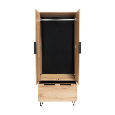 Closet Augusta Duna y Wengue 76.4x188cm con 1 Cajón y con Colgadero de Ropa - Closets | Bylmo