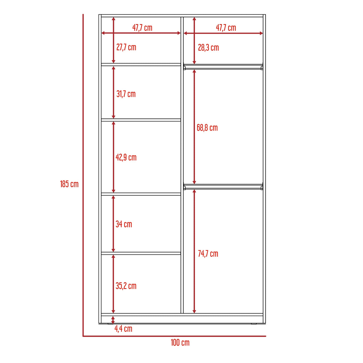 Closet Tradicion Wengue 100x185cm con Dos Puertas - CLOSETS | Bylmo