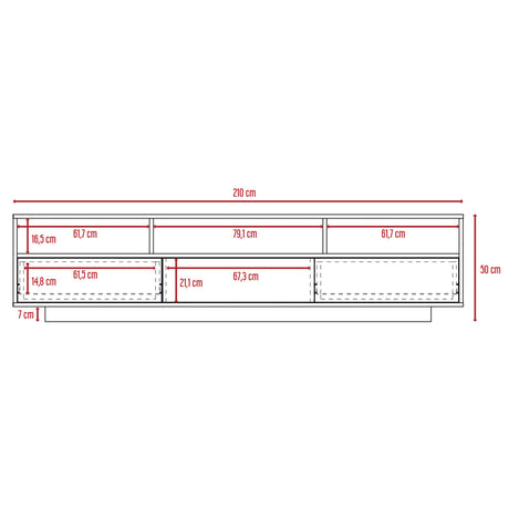 Rack de TV Bellagio Siena 210x50cm para TV Hasta 90 Pulgadas y con Cuatro Compartimientos - Muebles para TV | Bylmo