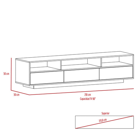 Rack de TV Bellagio Siena 210x50cm para TV Hasta 90 Pulgadas y con Cuatro Compartimientos - Muebles para TV | Bylmo
