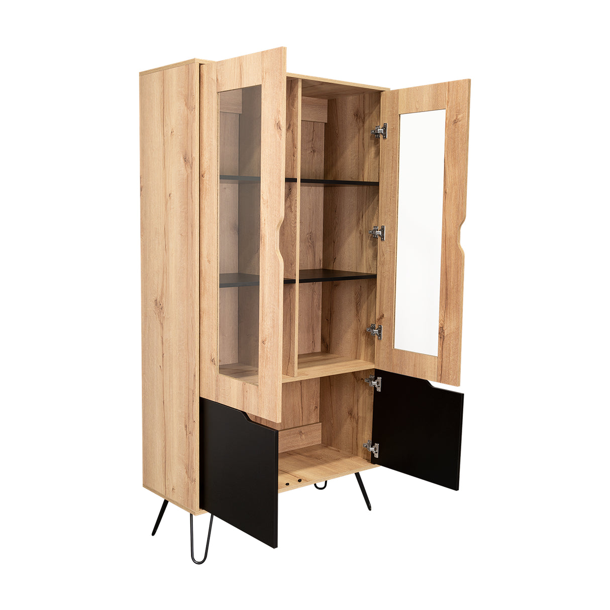 Alacena Audra Duna y Wengue 94.7x180cm sin Cajones y con Cuatro Puertas - Muebles Organizadores | Bylmo