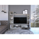 Centro de Entretenimiento Marsella Niebla 202x176.8cm para TV Hasta 60 Pulgadas con Ranuras para Cables y con Once Compartimientos - Muebles para TV | Bylmo