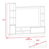 Centro de Entretenimiento Marsella Niebla 202x176.8cm para TV Hasta 60 Pulgadas con Ranuras para Cables y con Once Compartimientos - Muebles para TV | Bylmo